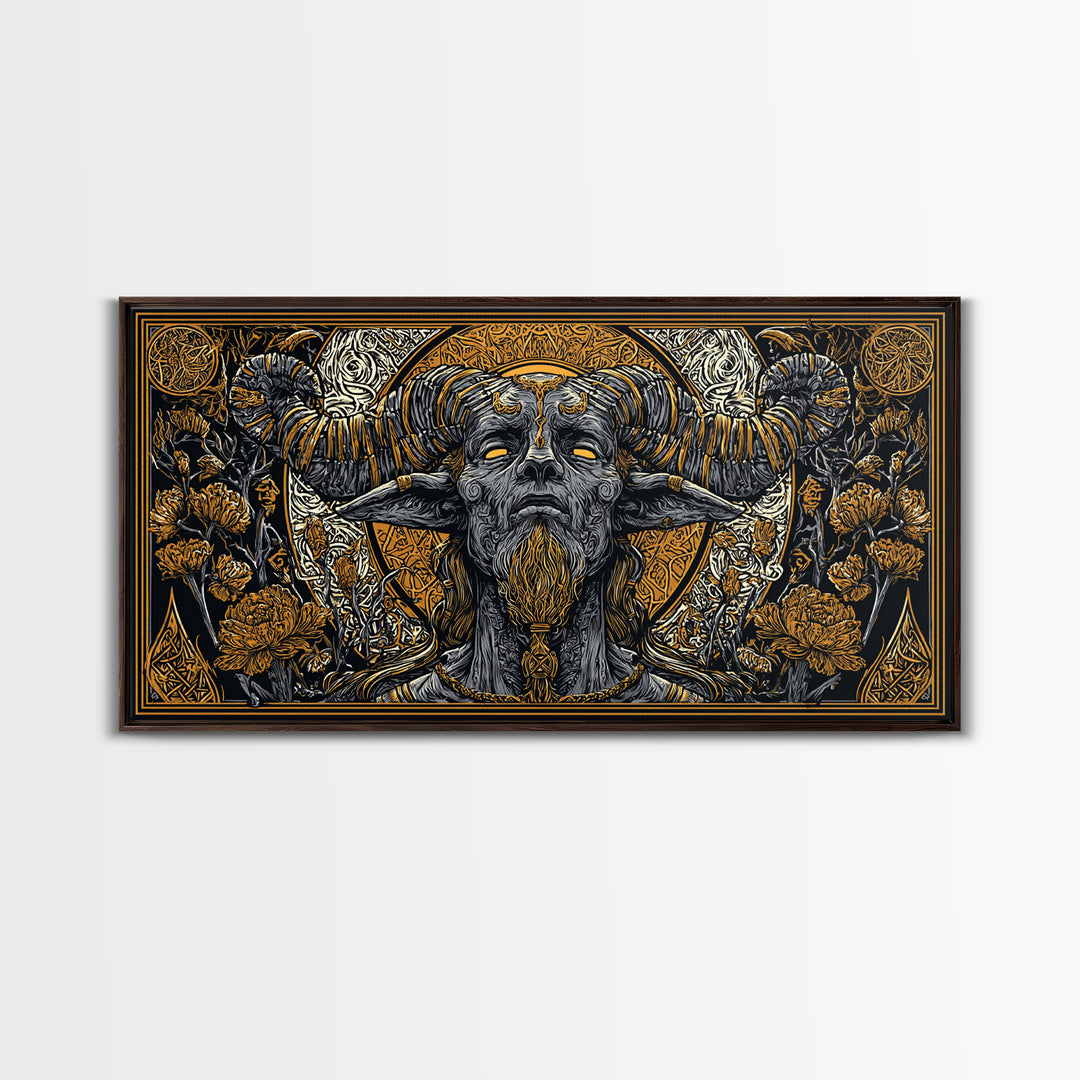 Moros Gold Canvas Print, Greek God Wall Art, Mythology Decor, Luxury Gold Artwork, Real Wood Frame Home Decor