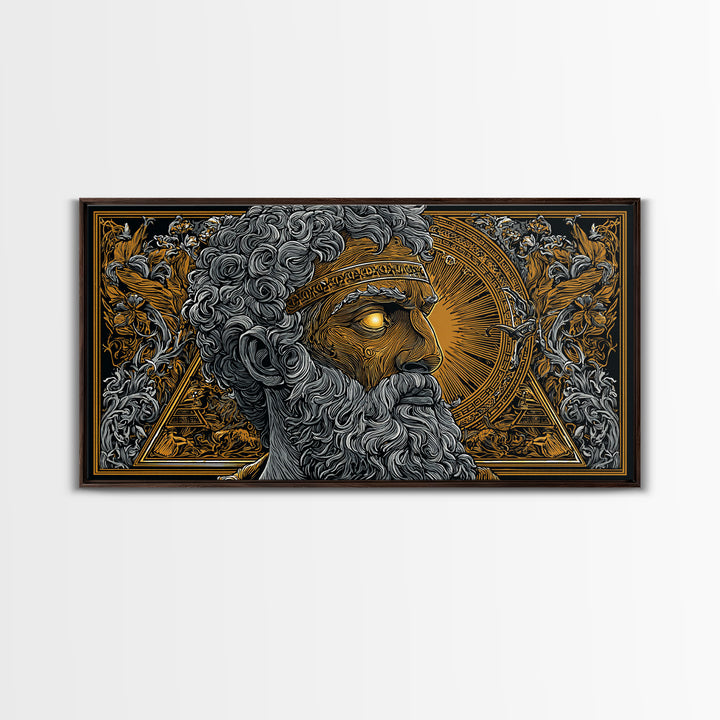 Pythagoras Greek Philosopher Gold Canvas Print, Ancient Wisdom Wall Art, Real Wood Frame, Intellectual Gift