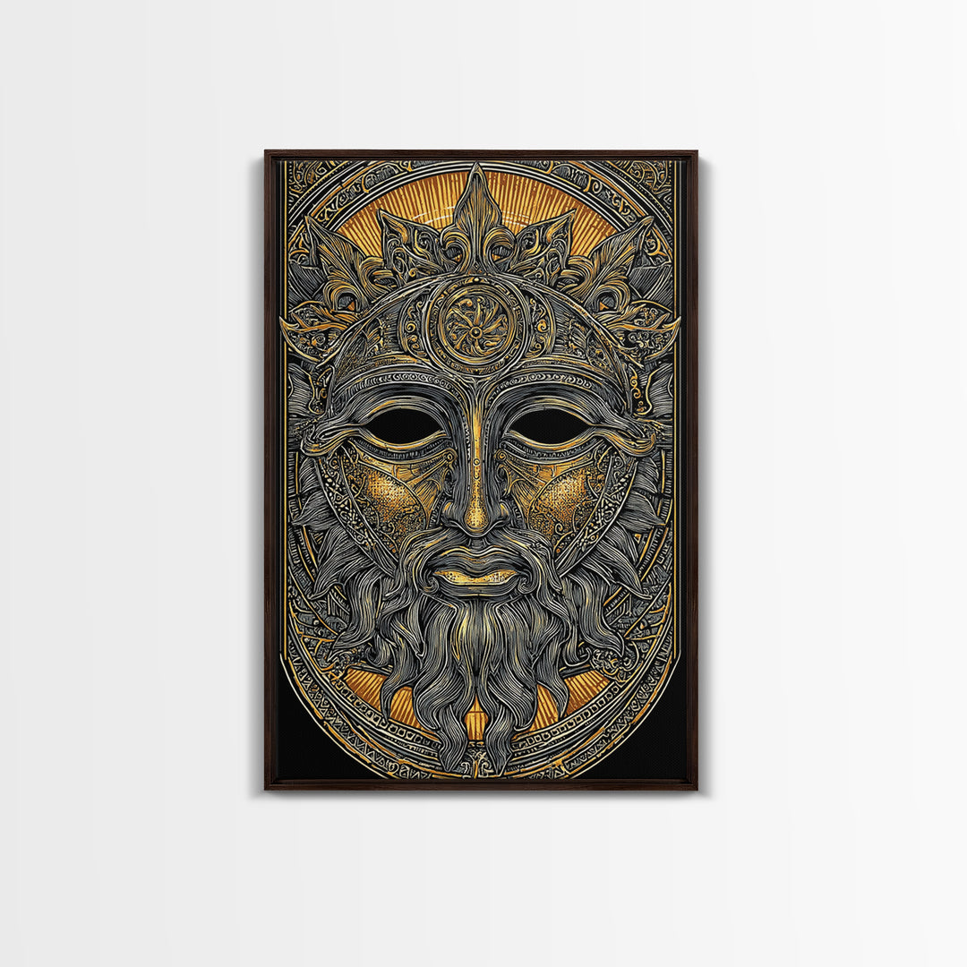 Agamemnon Greek Mythology Canvas Gold Canvas Print, Ancient Warrior King Artwork, Real Wood Framed Wall Art Decor