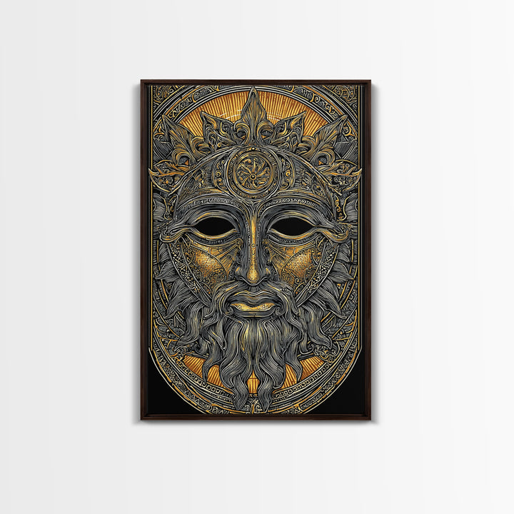 Agamemnon Greek Mythology Canvas Gold Canvas Print, Ancient Warrior King Artwork, Real Wood Framed Wall Art Decor