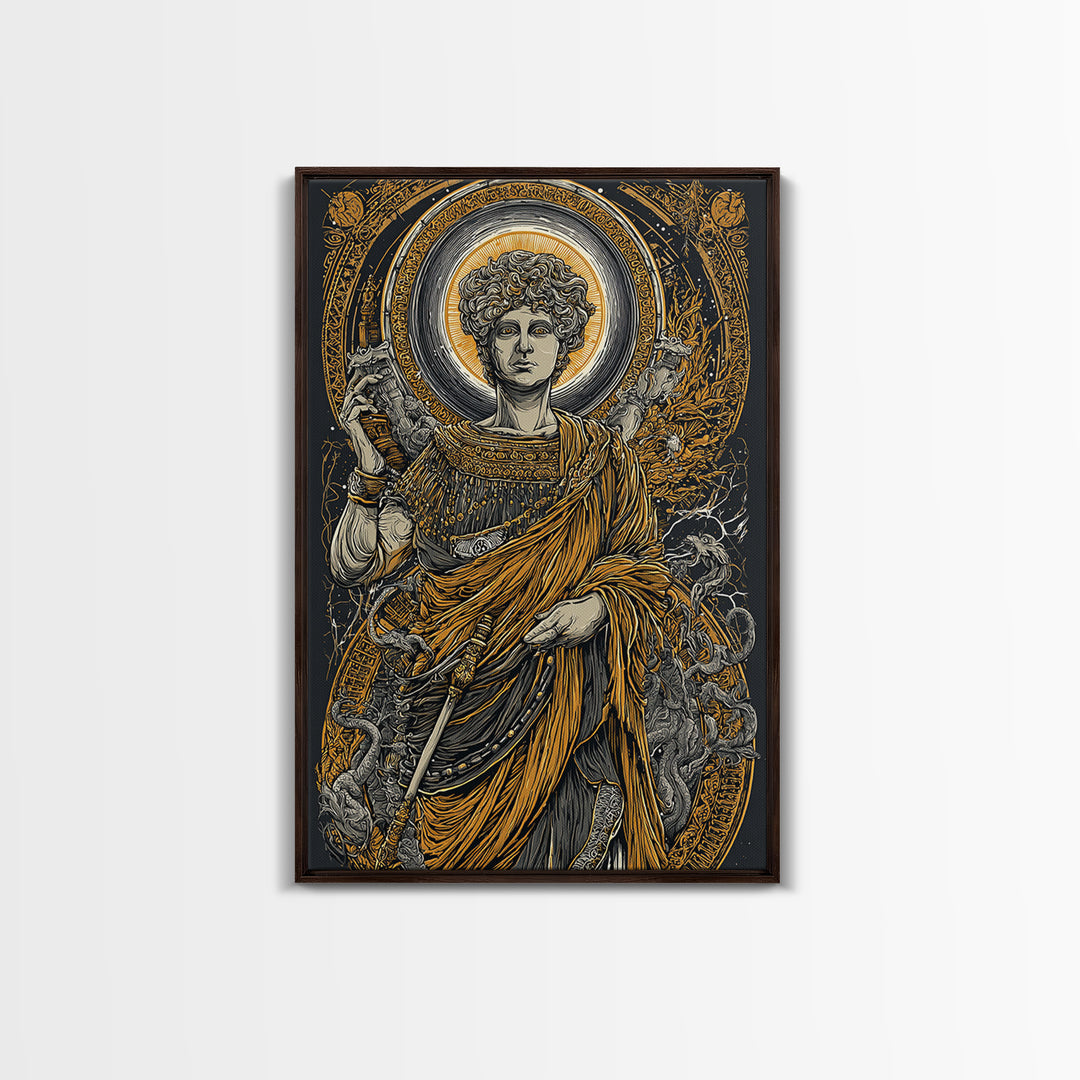 Agrippina Roman Empress Canvas Gold Canvas Print, Classical Goddess Inspired Artwork, Real Wood Frame Mythology Wall Decor