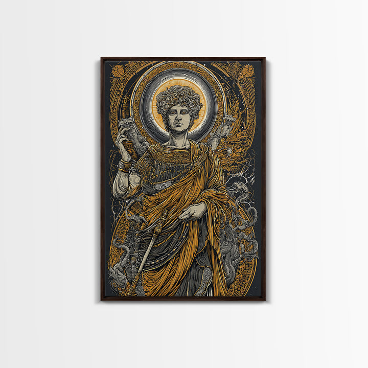 Agrippina Roman Empress Canvas Gold Canvas Print, Classical Goddess Inspired Artwork, Real Wood Frame Mythology Wall Decor