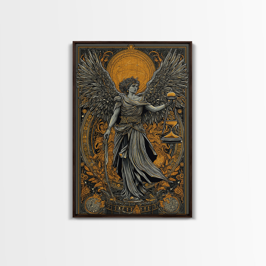 Astraeus Titan Of Stars And Dusk, Canvas Gold Canvas Print, Real Wood Frame, Mythology Wall Art, Greek God Celestial Decor