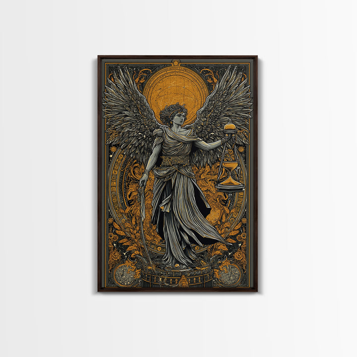 Astraeus Titan Of Stars And Dusk, Canvas Gold Canvas Print, Real Wood Frame, Mythology Wall Art, Greek God Celestial Decor