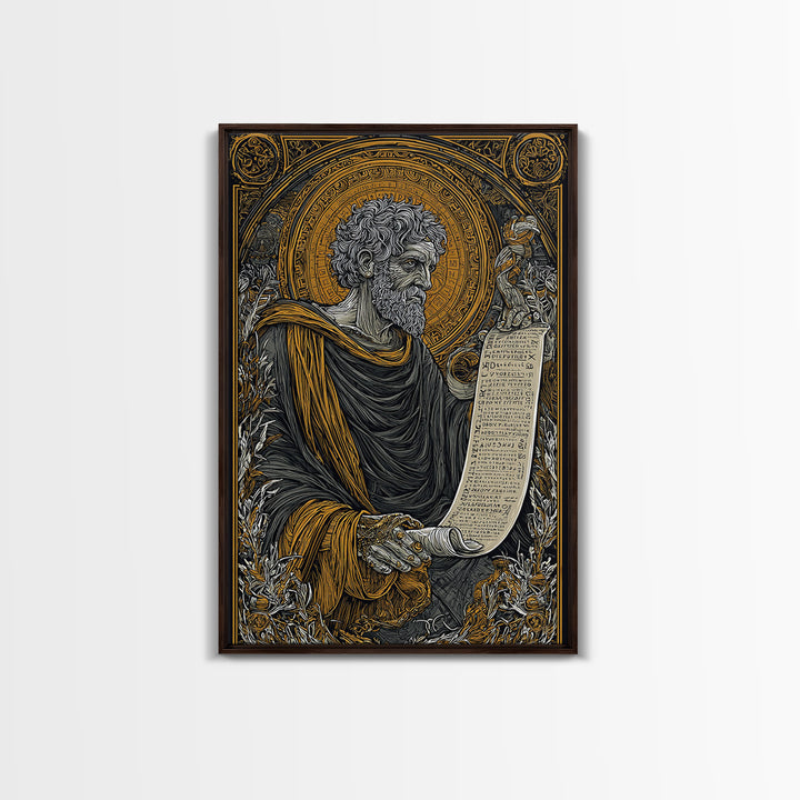 Claudius Canvas Gold Canvas Print, Roman Emperor Regal Illustration, Classical History Wall Art, Real Wood Framed Design