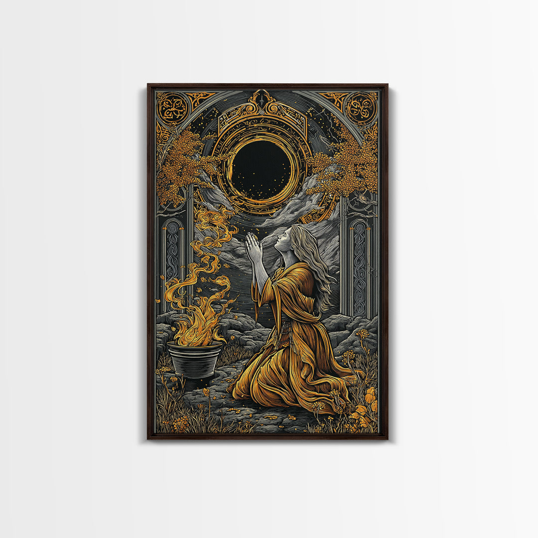 Hera Goddess With Peacocks, Mythology Throne Art, Canvas Gold Canvas Print, Ancient Greek Wall Decor, Real Wood Frame