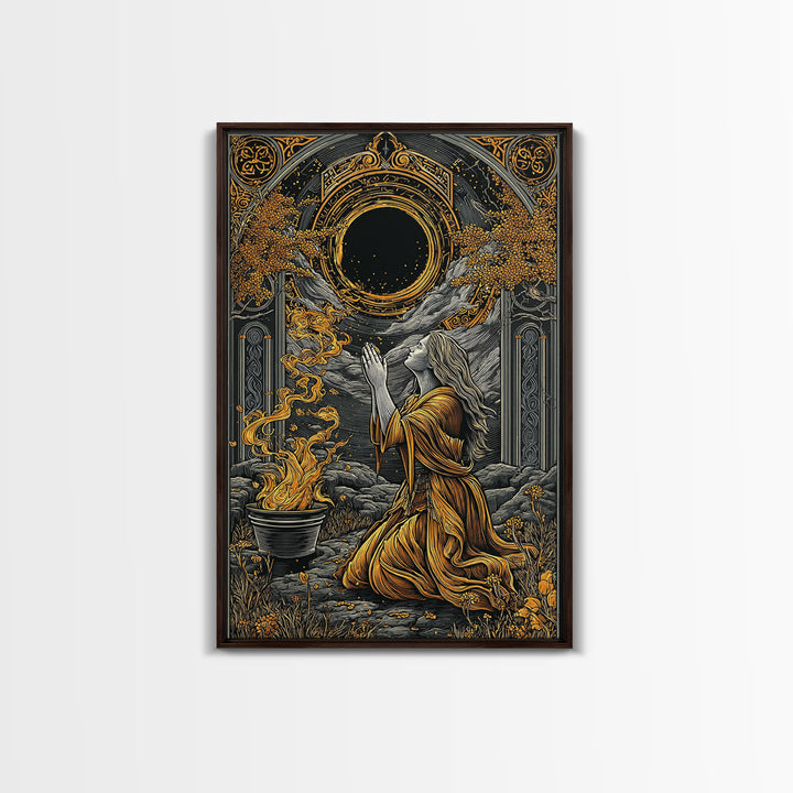 Hera Goddess With Peacocks, Mythology Throne Art, Canvas Gold Canvas Print, Ancient Greek Wall Decor, Real Wood Frame