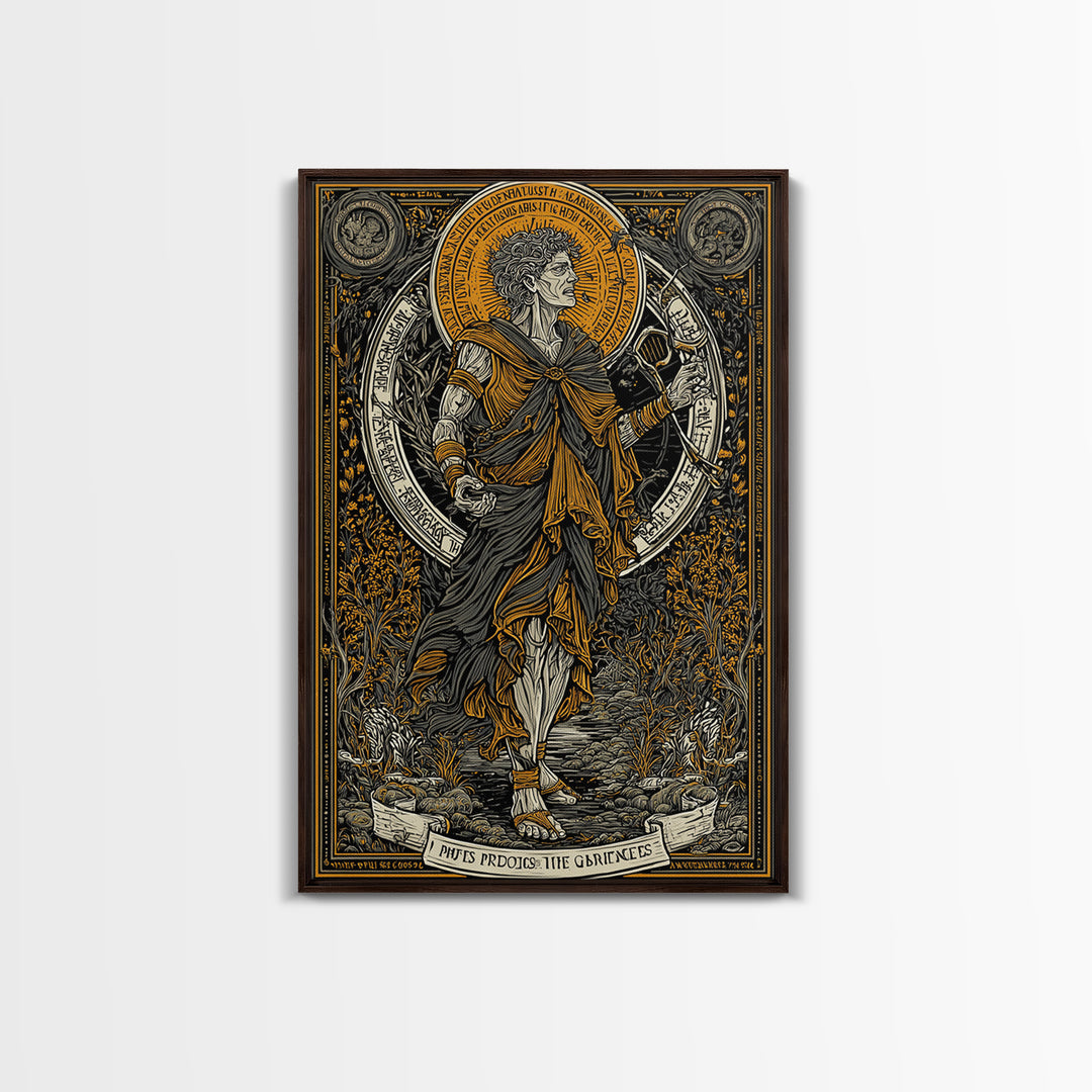Hera Goddess On Throne With Sun Halo, Mythology Canvas Gold Canvas Print, Regal Greek Goddess Art, Real Wood Frame