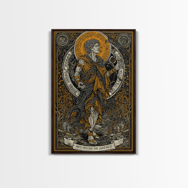 Hera Goddess On Throne With Sun Halo, Mythology Canvas Gold Canvas Print, Regal Greek Goddess Art, Real Wood Frame