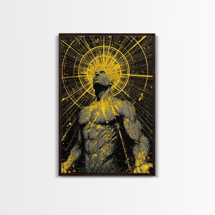 Ancient Greek Goddess Hera Mosaic, Mythology Throne Canvas Gold Art, Timeless Goddess Wall Print, Real Wood Frame