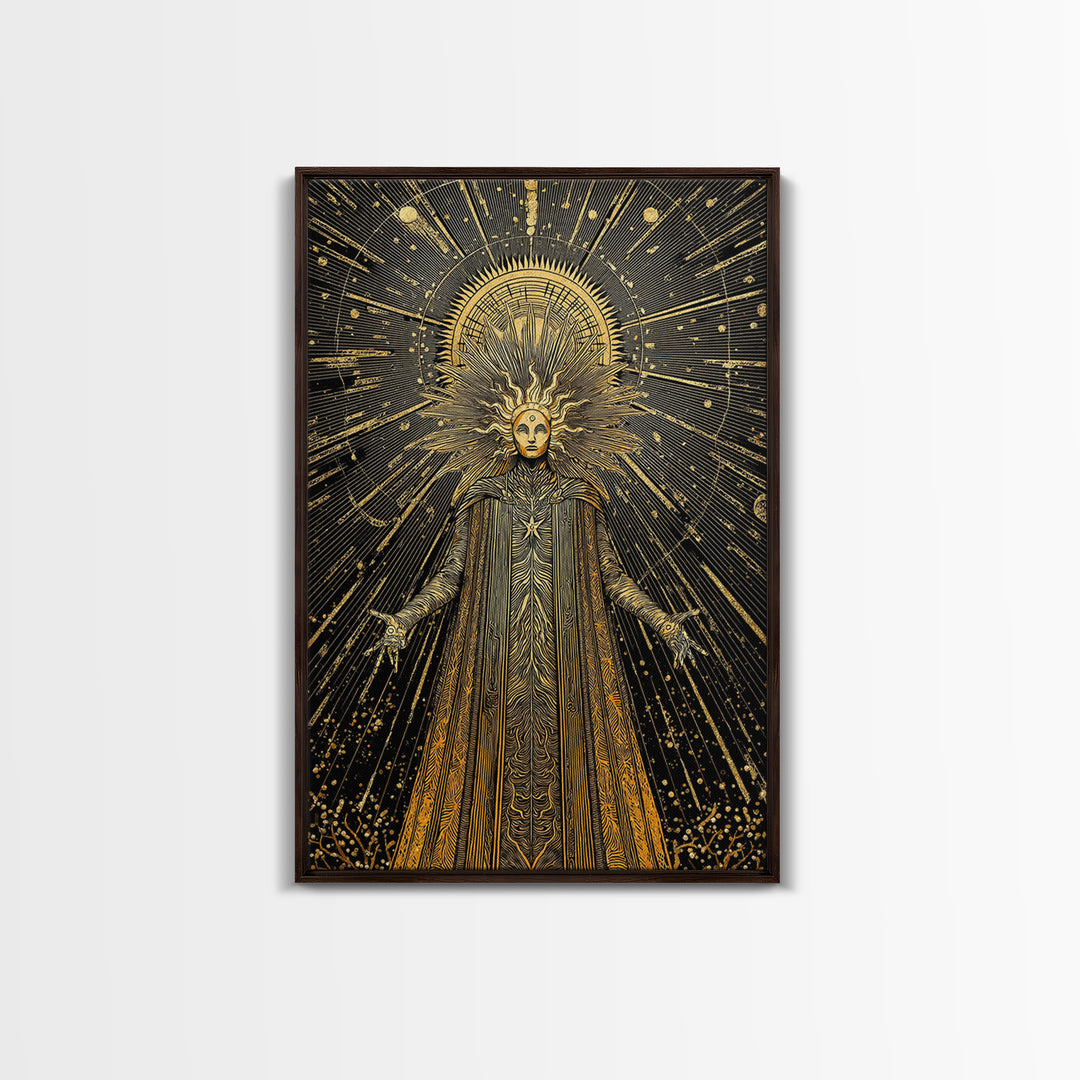 Queen Hera With Crown And Lions, Regal Mythology Goddess, Canvas Gold Canvas Print, Greek Art Wall Decor, Real Wood Frame