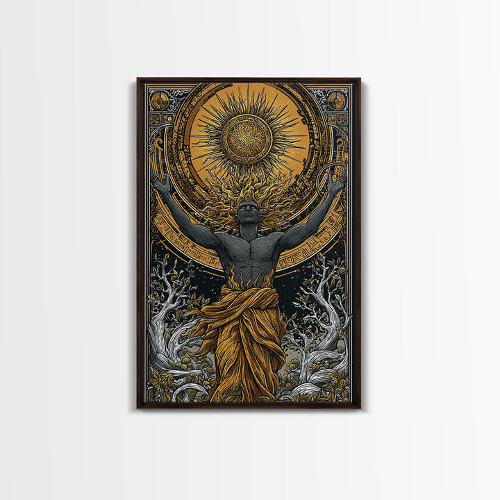 Hermes Greek God In Flight, Mythology Messenger Art, Canvas Gold Canvas Print, Ancient Greek Decor, Real Wood Frame