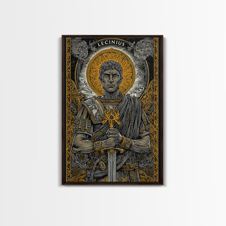 Hestia With Eternal Flame, Goddess Of Hearth, Greek Mythology Canvas Gold Art, Fire Goddess Wall Print, Real Wood Frame