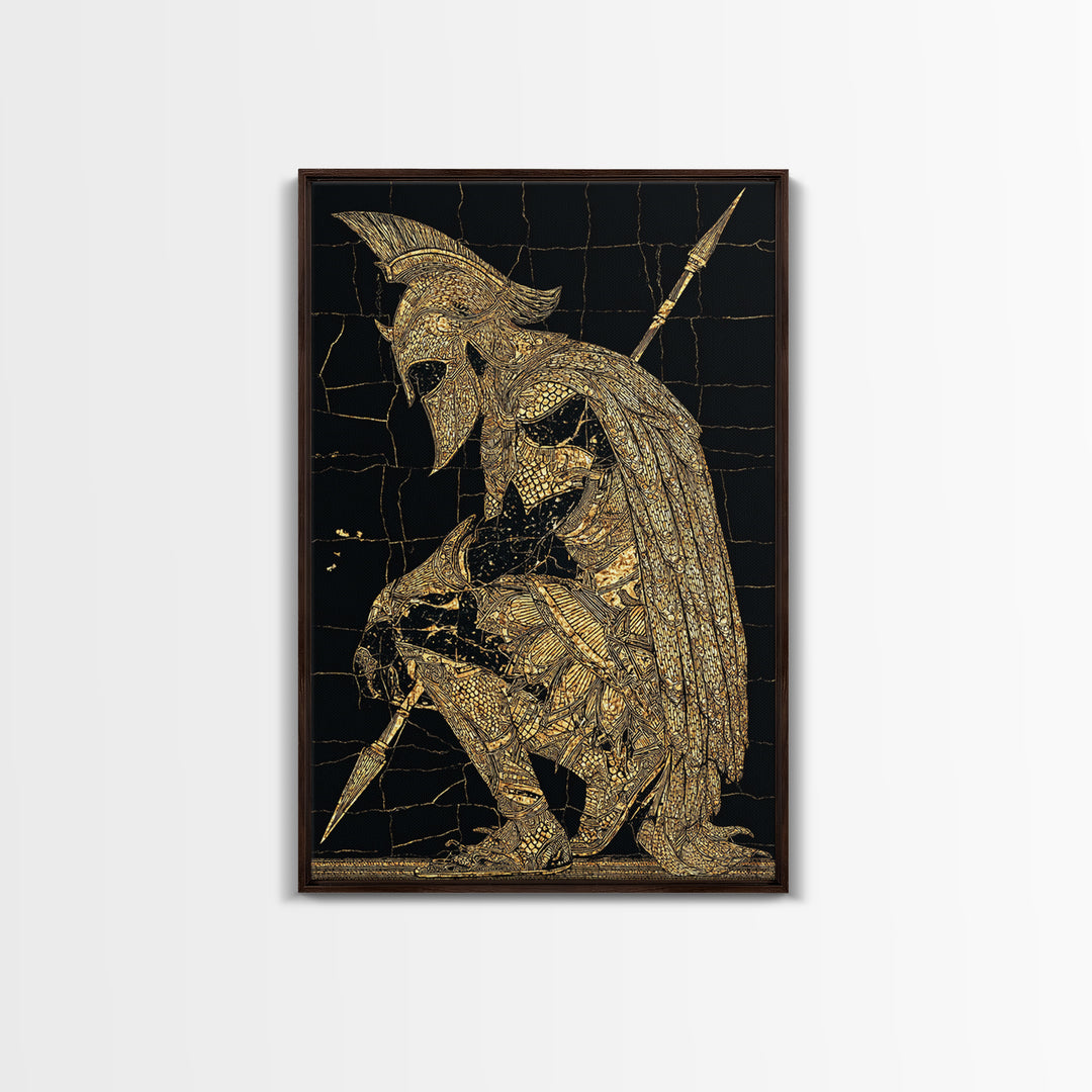 Snake Goddess Medusa Canvas Gold Canvas Print, Mythology Wall Art, Serpent Monster Artwork, Ancient Fantasy Decor Real Wood Frame
