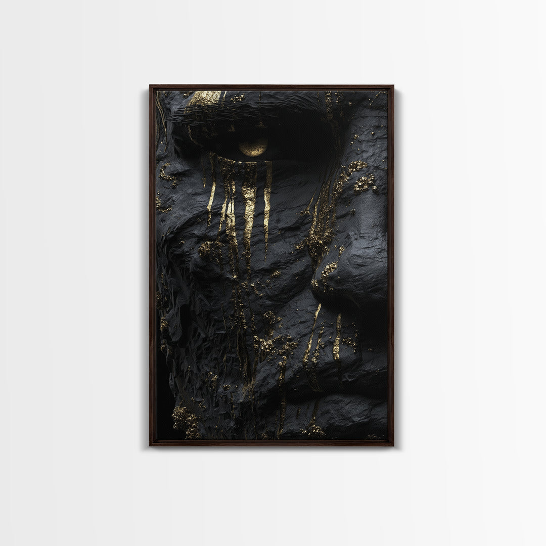 Viking God Odin Canvas Gold Art, Norse Mythology Inspired Canvas Print, Real Wood Frame, Powerful Nordic Warrior Wall Decor