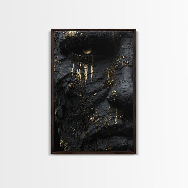 Viking God Odin Canvas Gold Art, Norse Mythology Inspired Canvas Print, Real Wood Frame, Powerful Nordic Warrior Wall Decor