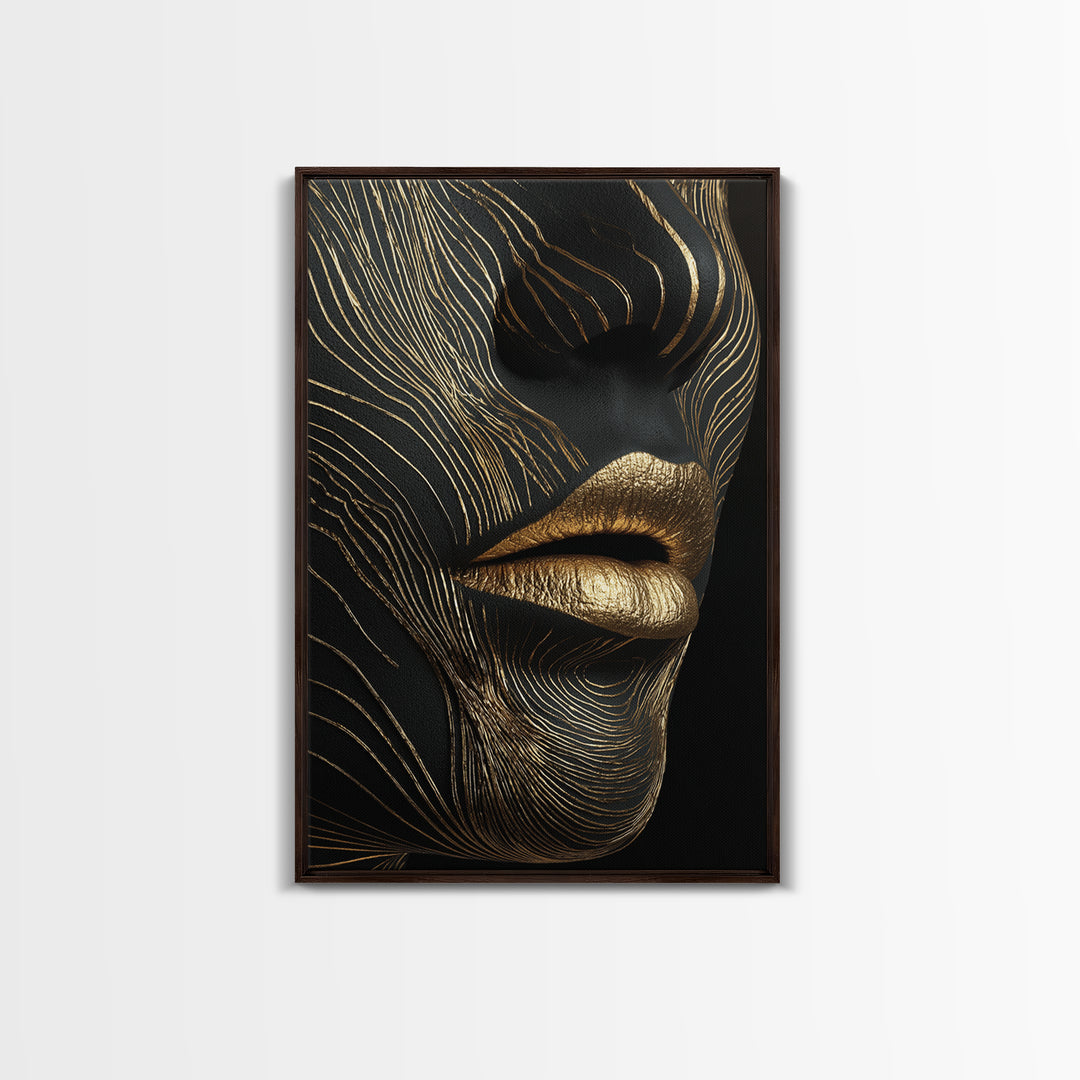 Ancient Marble God Sculpture, Cracked Stone Design, Canvas Gold Art, Mythology Wall Decor, Real Wood Frame, Regal Classic Print