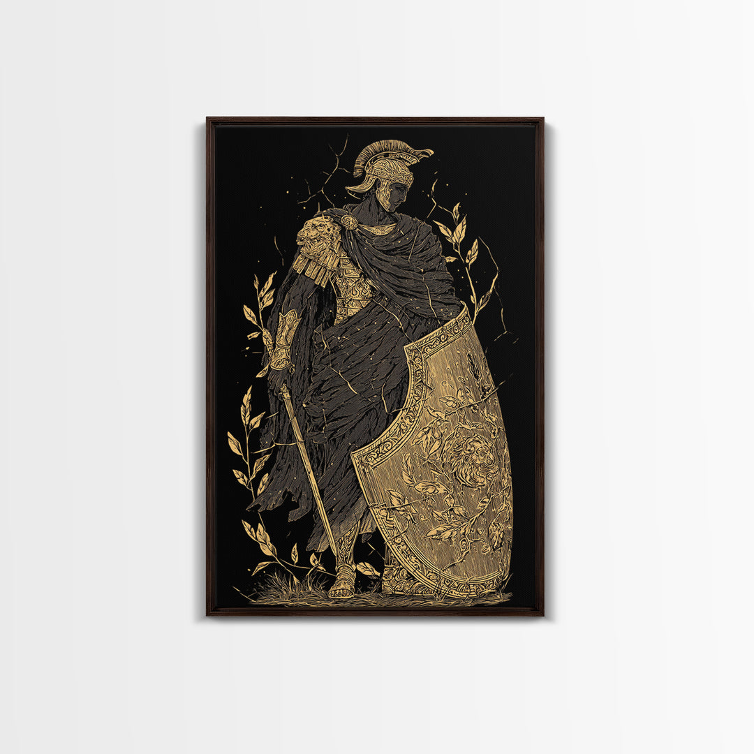 Chariot Goddess Canvas Gold Canvas Print, Ancient Mythology Art, Real Wood Frame, Celestial Wall Decor, Luxury Artwork