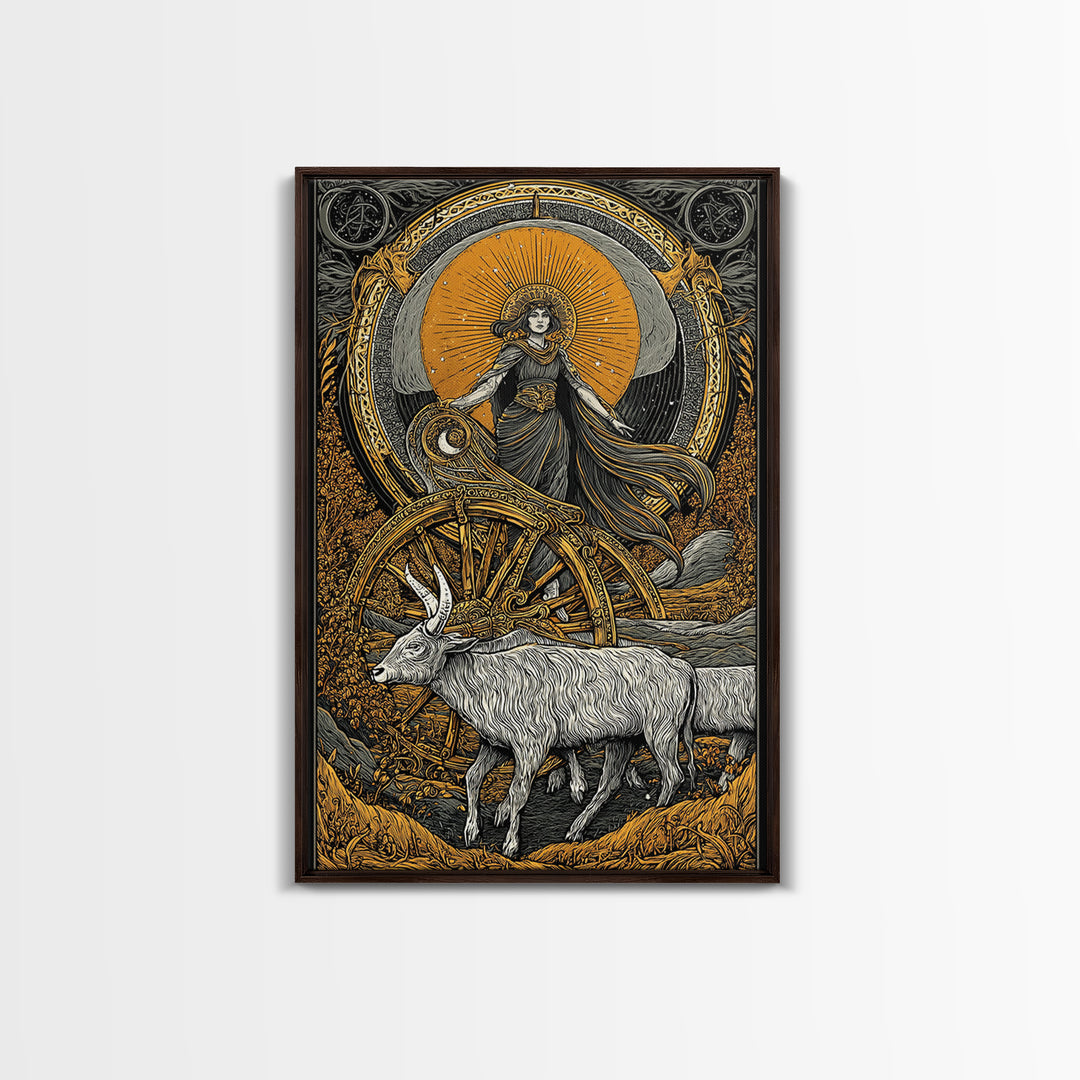 Rhea Canvas Gold Canvas Print, Titaness Mother Goddess Art, Real Wood Frame, Ancient Greek Decor, Mythology Artwork