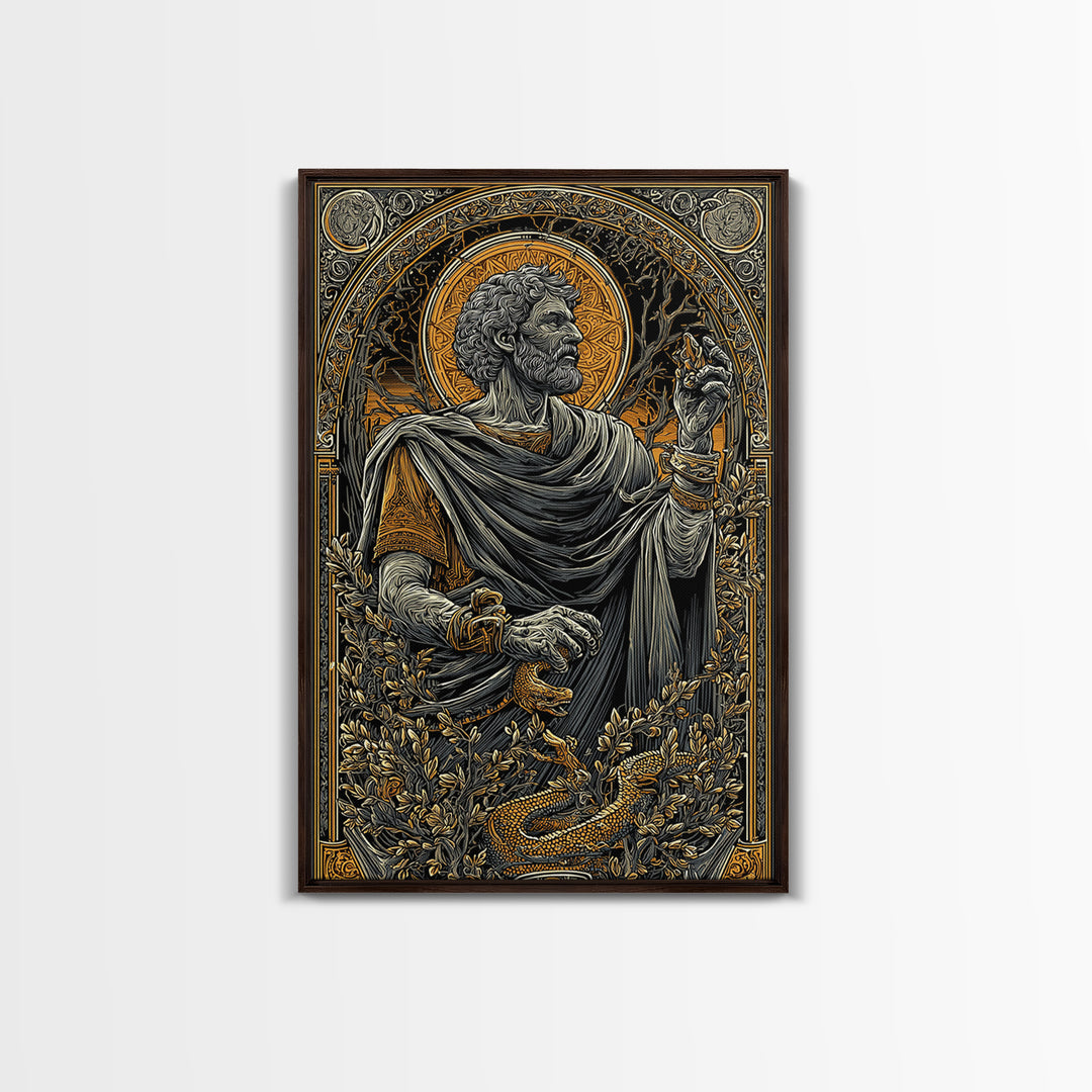 Seneca Canvas Gold Canvas Print, Roman Philosopher Art, Real Wood Frame, Classical Wall Decor, Ancient Canvas Artwork