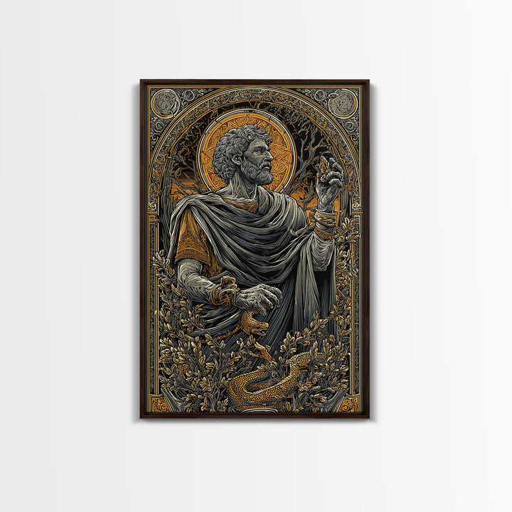 Seneca Canvas Gold Canvas Print, Roman Philosopher Art, Real Wood Frame, Classical Wall Decor, Ancient Canvas Artwork