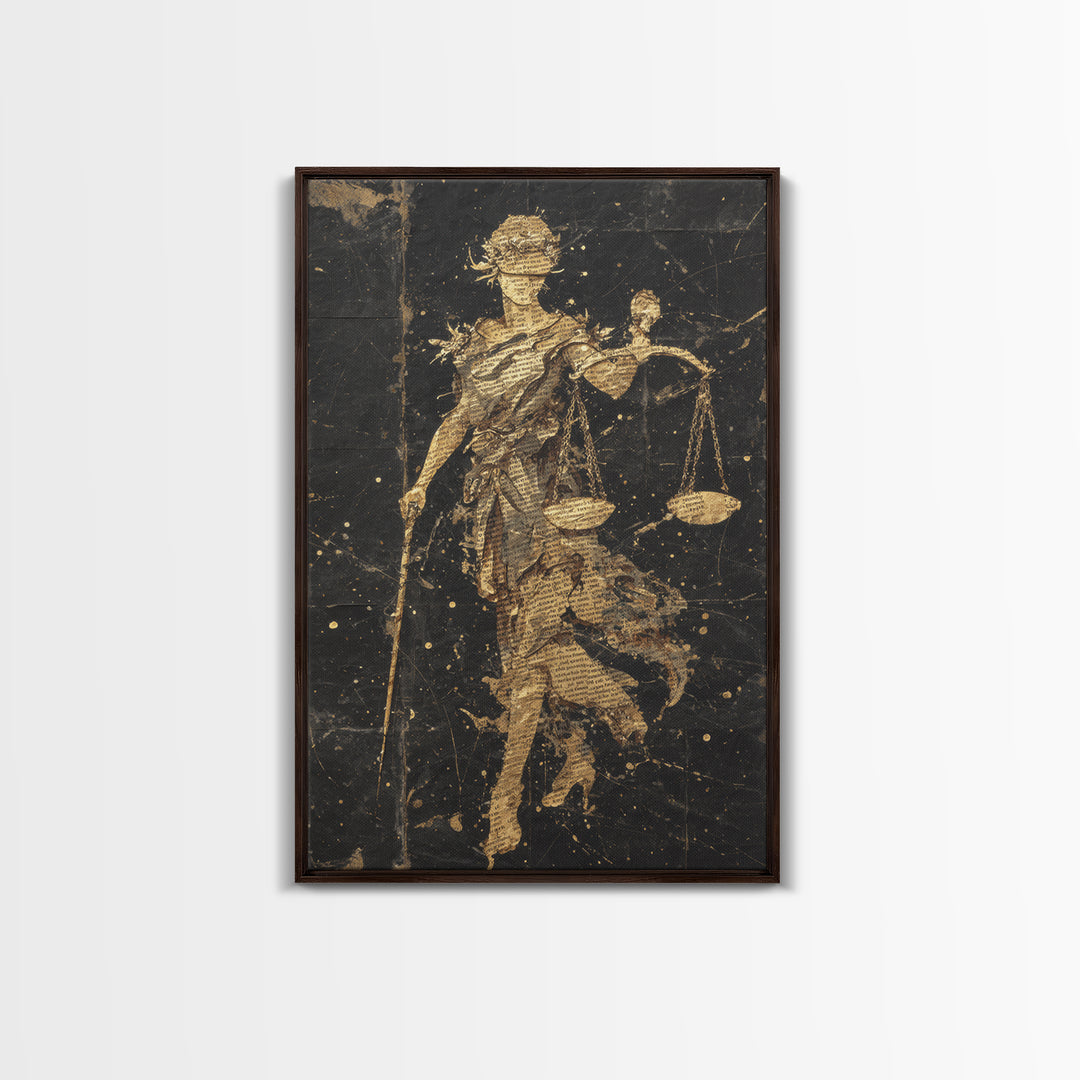 Hooded Death Canvas Gold Canvas Print, Gothic Skeleton Artwork, Mythology Inspired Grim Reaper Wall Art, Real Wood Frame Decor