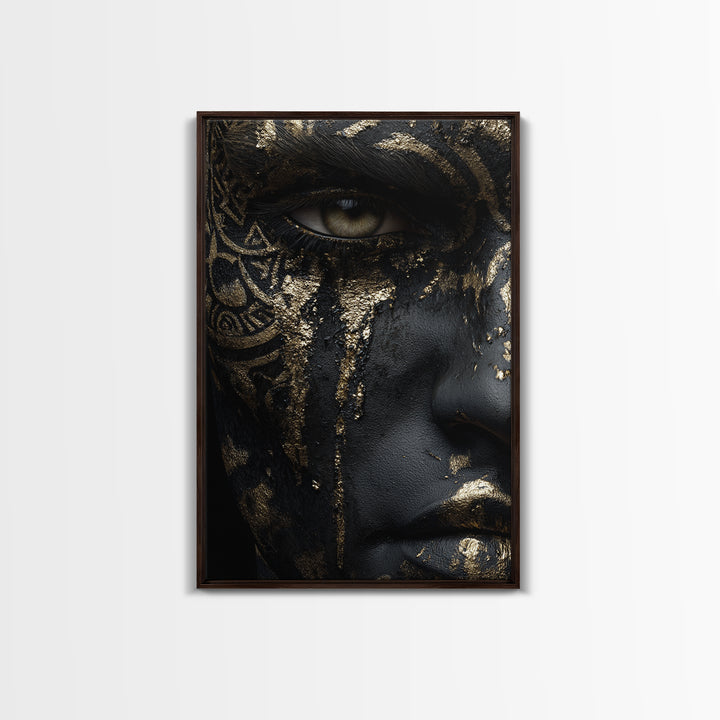 Roman Warrior Canvas Gold Canvas Print, Mythology Wall Art, Luxury Home Decor, Ancient History Artwork, Real Wood Frame