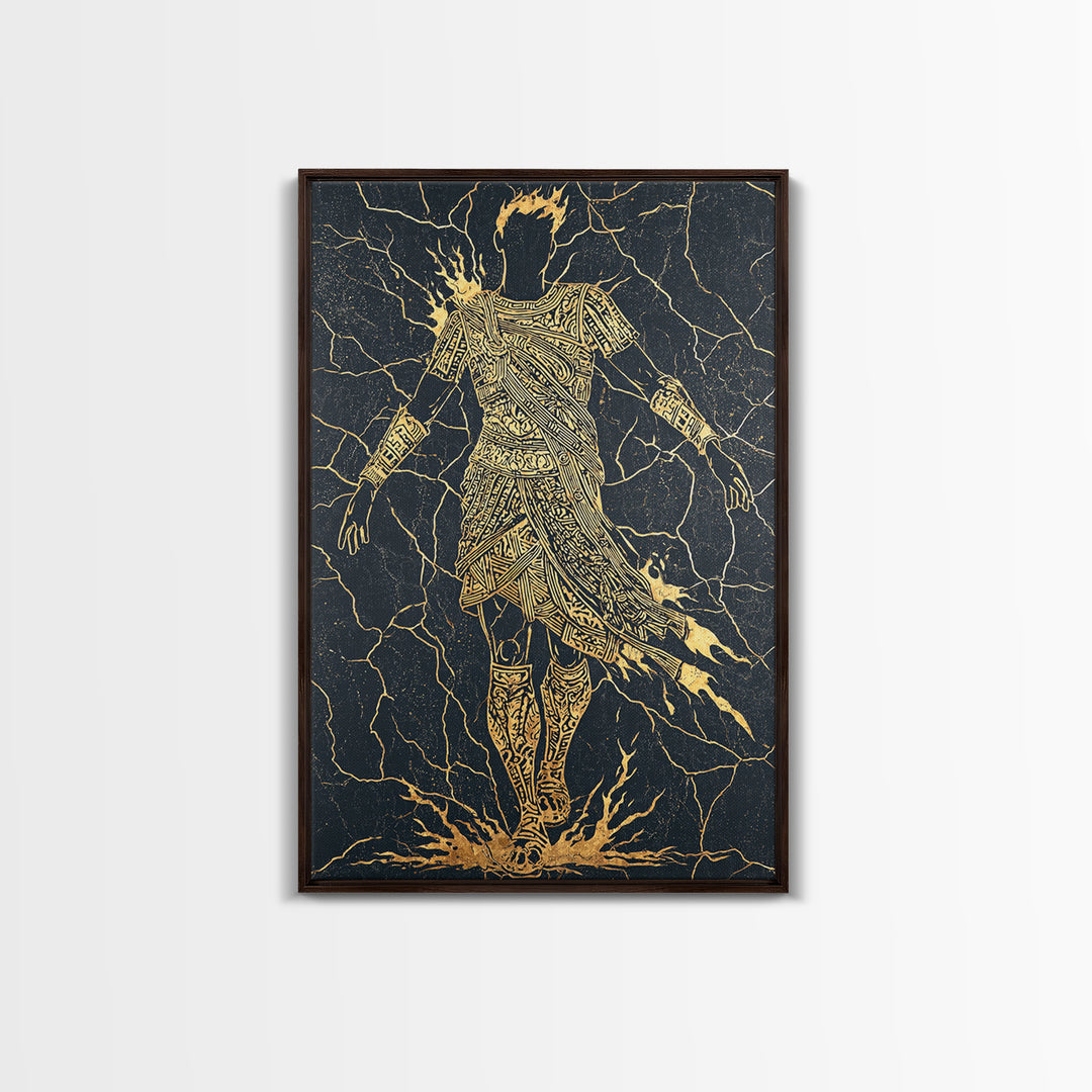 Mythology Inspired Canvas Gold Canvas Print, Roman Emperor Wall Art, Historical Home Decor, Ancient Regal Artwork, Real Wood Frame