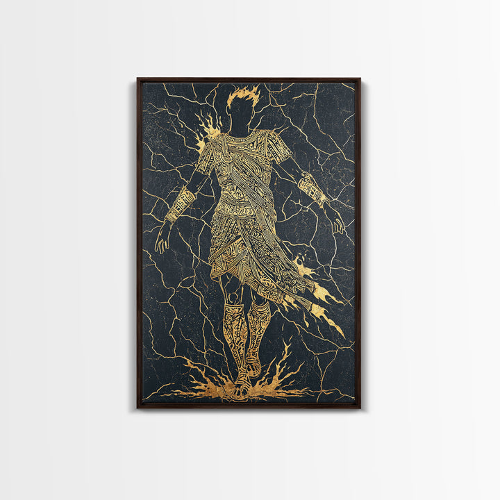 Mythology Inspired Canvas Gold Canvas Print, Roman Emperor Wall Art, Historical Home Decor, Ancient Regal Artwork, Real Wood Frame