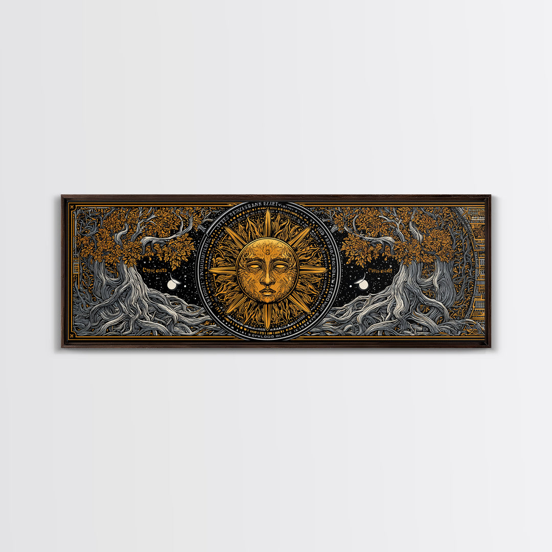 Coeus Titan Of Intellect Artwork, Greek Mythology Inspired Gold Canvas Print, Ancient Titan Wall Art, Real Wood Frame