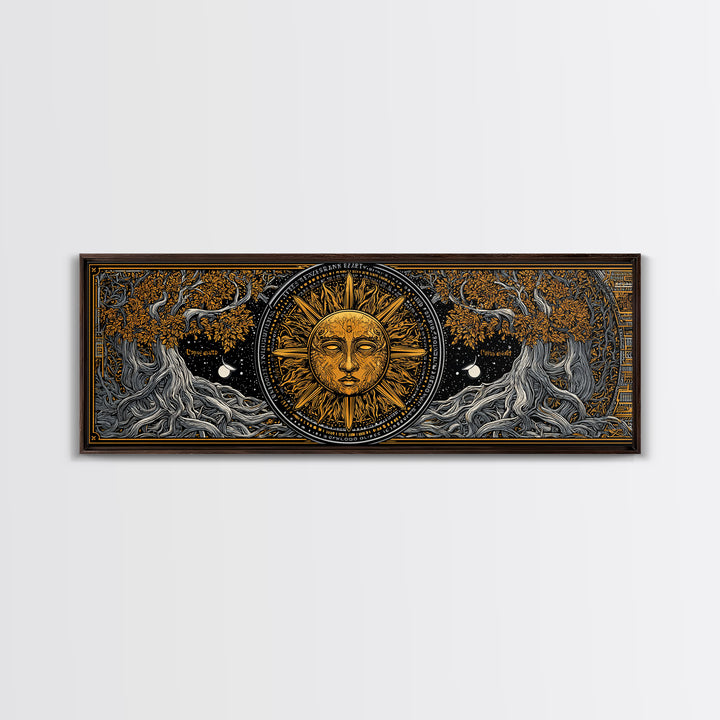 Coeus Titan Of Intellect Artwork, Greek Mythology Inspired Gold Canvas Print, Ancient Titan Wall Art, Real Wood Frame