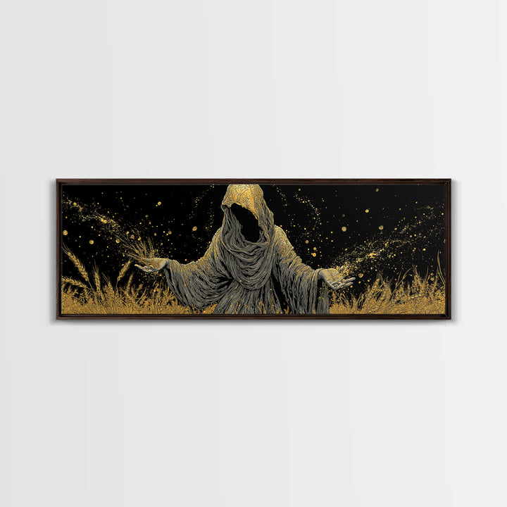 Demeter Goddess Of Harvest, Ancient Greek Mythology Gold Canvas Print, Nature Goddess Wall Art, Real Wood Frame