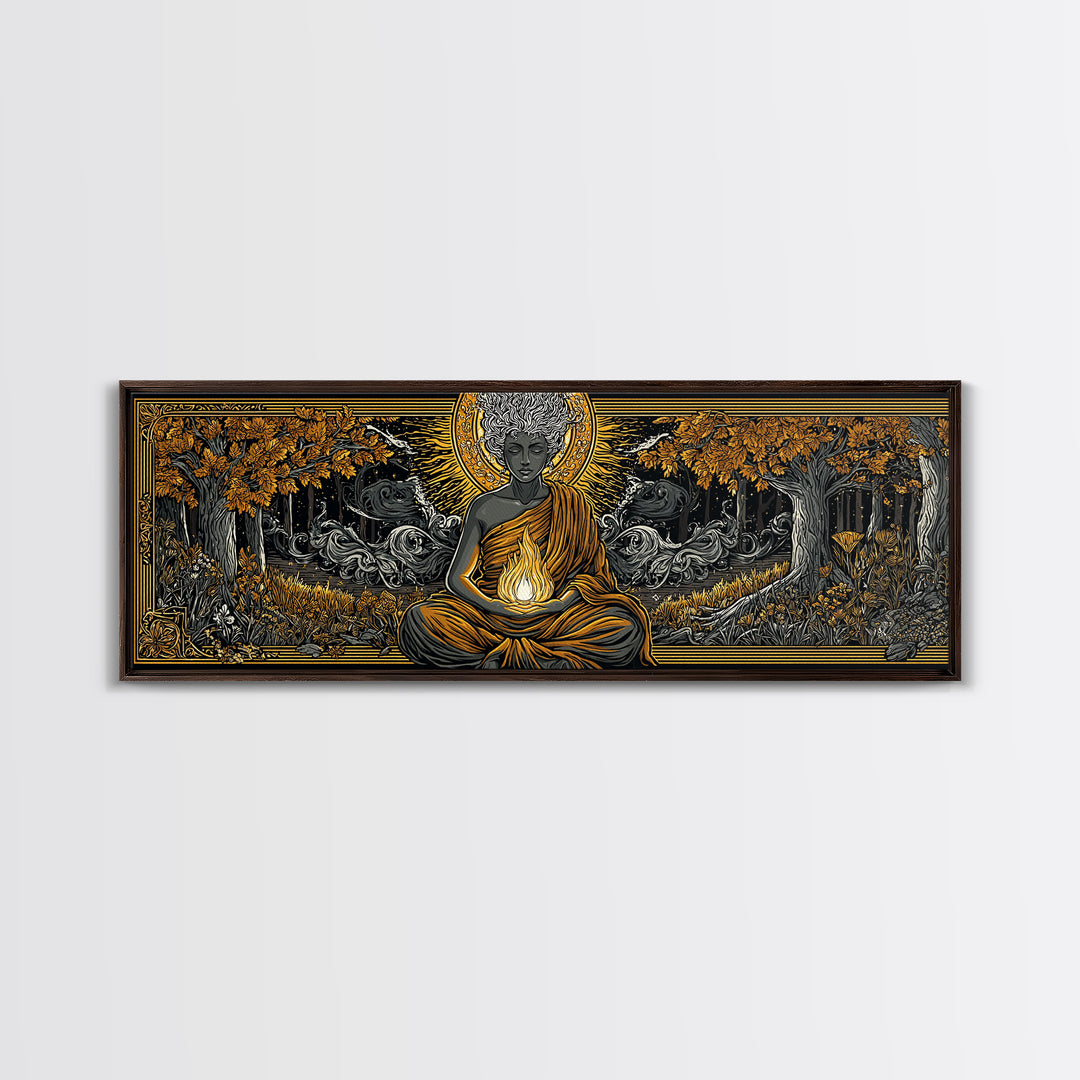 Hestia Gold Canvas Print, Greek Goddess Of Hearth And Fire, Mythology Wall Art, Real Wood Frame, Unique Luxury Home Decor