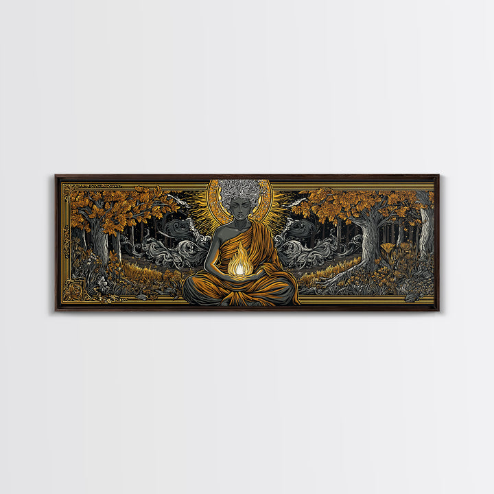 Hestia Gold Canvas Print, Greek Goddess Of Hearth And Fire, Mythology Wall Art, Real Wood Frame, Unique Luxury Home Decor