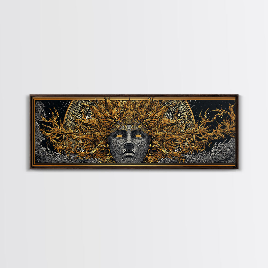 Prometheus God Gold Canvas Art, Mythology Inspired Wall Print, Real Wood Frame Canvas Print, Regal Decor Statement Piece