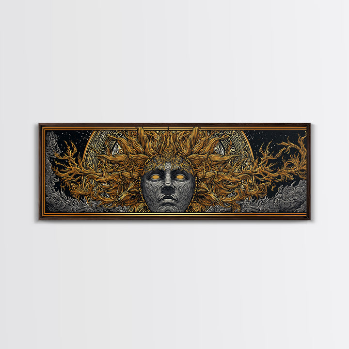 Prometheus God Gold Canvas Art, Mythology Inspired Wall Print, Real Wood Frame Canvas Print, Regal Decor Statement Piece