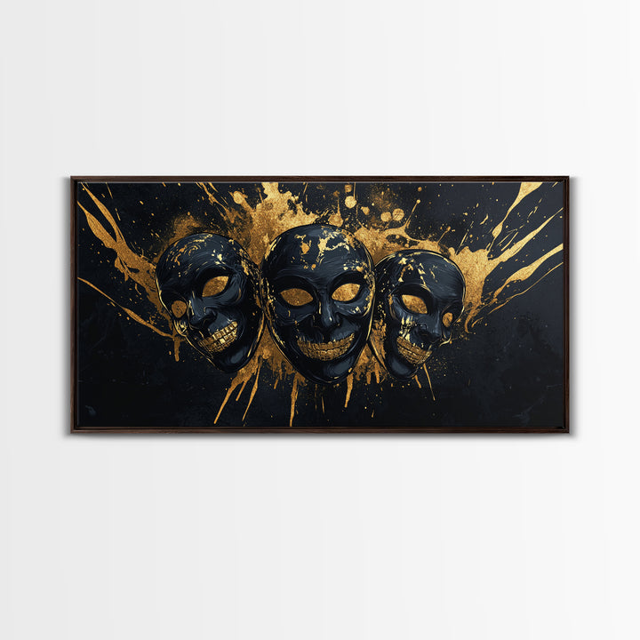 Sacred Goddess Gold Canvas Print, Ornate Splatter Art On Canvas, Real Wood Frame Wall Décor, Mystical Divine Artwork