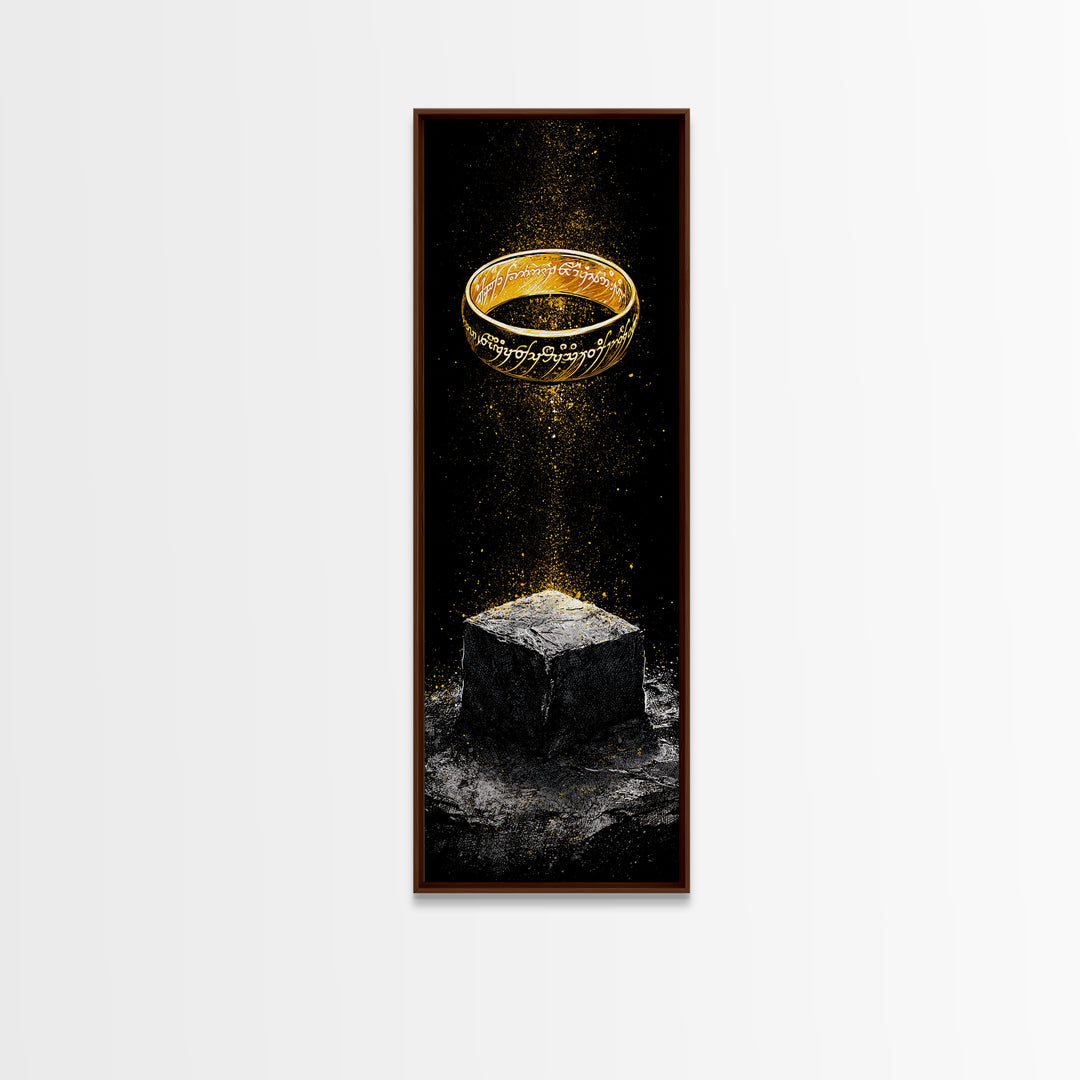 Odin’s Ring Norse Symbol Canvas Gold Art Canvas Art, Nordic Mythology Wall Decor for Man Cave, with authentic wood frame