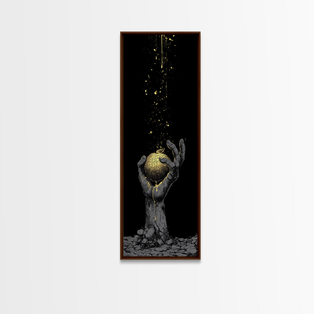 Golden Apple of Idunn Canvas Gold Art Canvas Art, Norse Mythology Viking Decor for Dad Gift or Office, in real wood frame
