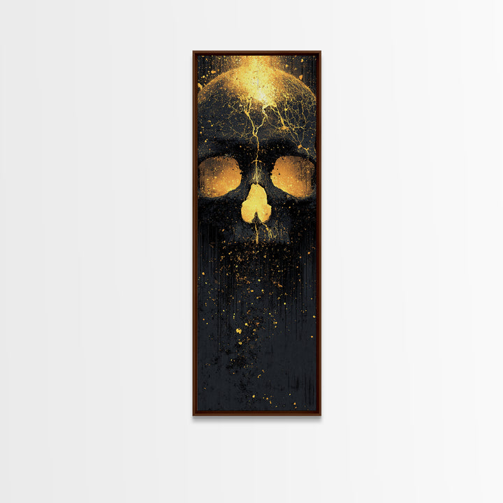 Skull of Ragnarok Canvas Gold Art Canvas Art | Norse Mythology Wall Decor for Man Cave or Office | Viking Style Frame in Real Wood