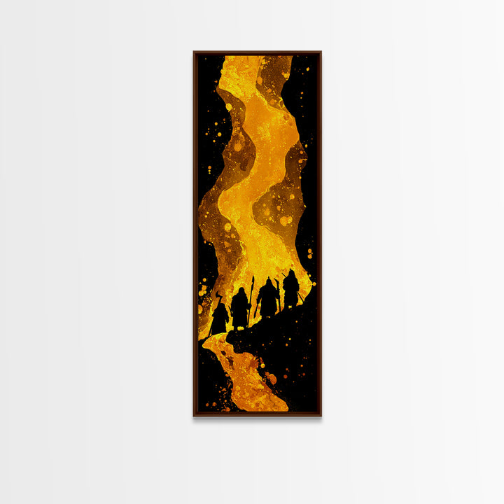 Nordic Einherjar Warriors Canvas Gold Art, Viking Canvas Art for Mythology Lovers, Office Art or Dad Gift, Bold Statement Piece in Solid Wood Frame
