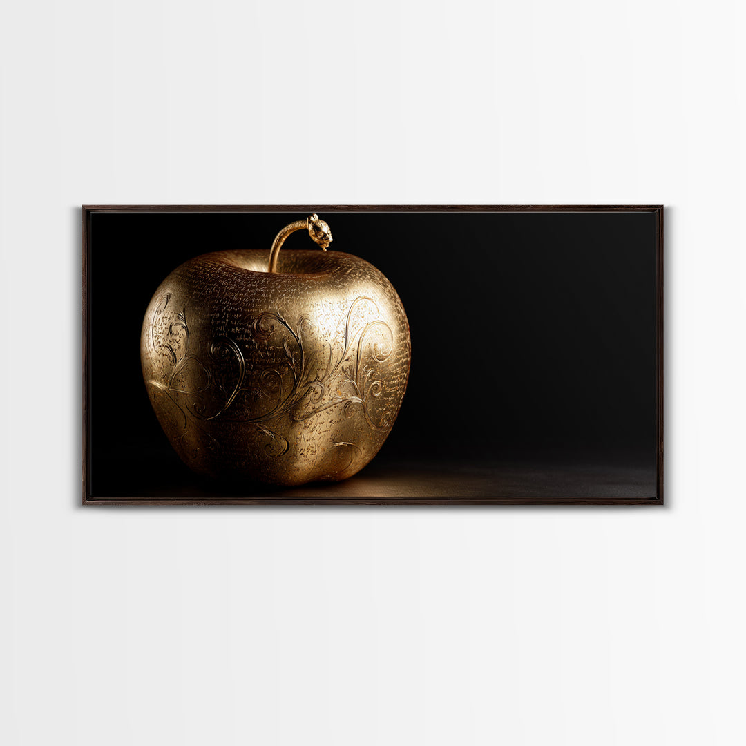 Golden Apple of Idunn Canvas Gold Art, Norse Mythology Canvas Art, Viking Wall Decor with real wood frame, unique man cave gift