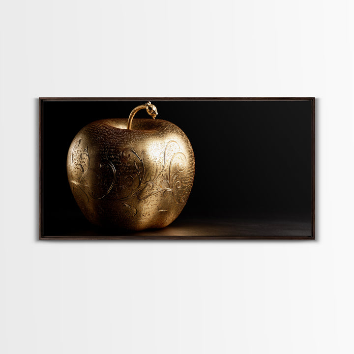 Golden Apple of Idunn Canvas Gold Art, Norse Mythology Canvas Art, Viking Wall Decor with real wood frame, unique man cave gift