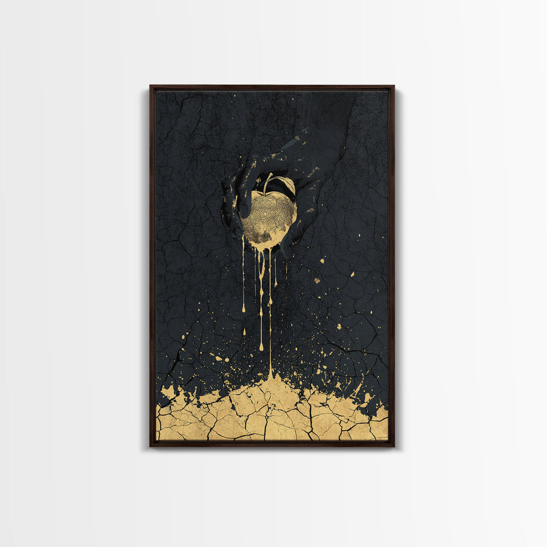 Golden Apple of Idunn Canvas Gold Art Canvas Art | Norse Myth Wall Decor Viking Symbol | Gift for Men | Framed in Real Wood