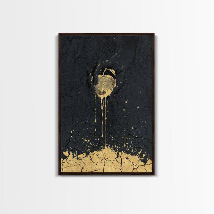 Golden Apple of Idunn Canvas Gold Art Canvas Art | Norse Myth Wall Decor Viking Symbol | Gift for Men | Framed in Real Wood