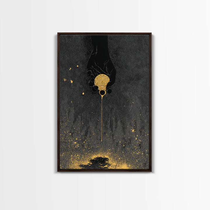 Eternal Golden Apple Canvas Gold Art Canvas Art | Norse Myth Decor | Pagan Wall Art for Office or Man Cave | Framed with Wood