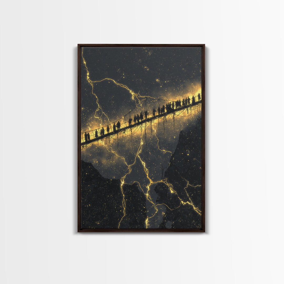 Helheim Norse Underworld Gate Canvas Gold Art Canvas Art Viking Mythology Wall Decor Dark Office Man Cave framed in real wood