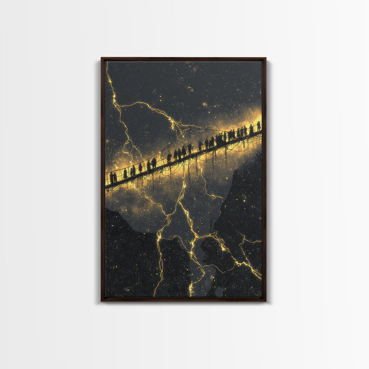 Helheim Norse Underworld Gate Canvas Gold Art Canvas Art Viking Mythology Wall Decor Dark Office Man Cave framed in real wood