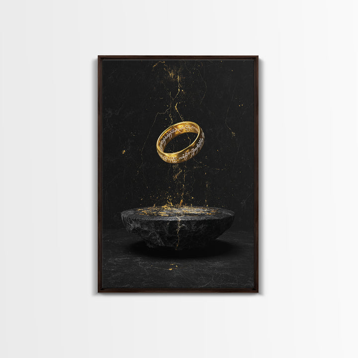 Nordic Mythology Rune Ring Canvas Gold Art Canvas Art – Viking Inspired Office Wall Decor, Man Cave Gift framed with real wood frame