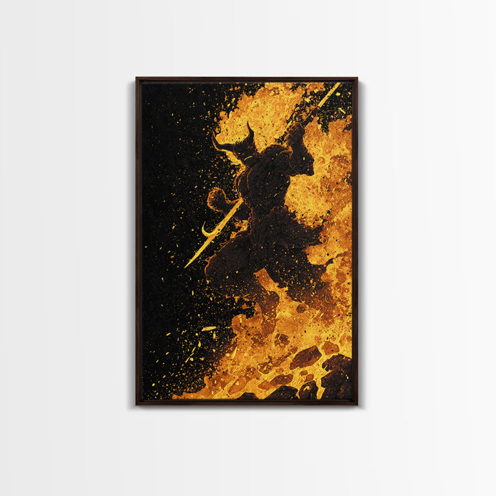 Sleipnir Nordic Horse of Odin Canvas Gold Art Norse Wall Canvas Art Viking Office Decor Man Cave framed with natural real wood